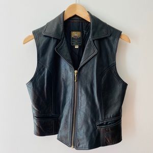 Vintage Laurence Roy Black Sleeveless Leather Vest